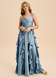 Azazie Peyton Junior Klä av A-Line i Stretch Satin Plisserad image4