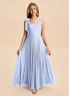 Azazie Rudy Junior Ice A-Line Pleated Chiffon Dress image3