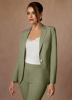front Kennedy Pistachio Structured Stretch Pants Suit