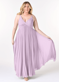 Azazie Raychelle Brautjungfernkleider A-Linie V-Hals Chiffon Kleid Frostiges Flieder image7