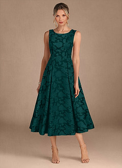 Azazie Fulton vestidos de madre de la novia Vestido de Pino de Devorado Floral de Corte En A con Plisado image5