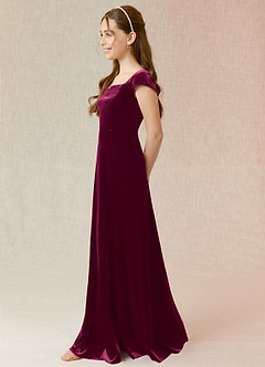 Azazie Gabi Junior Cabernet A-Line Velvet Dress image5