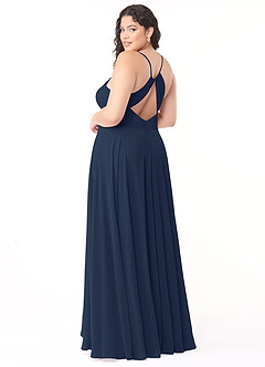 Azazie Avelina Bridesmaid Dresses Dark Navy A-Line V-Neck Pleated Chiffon Dress image9