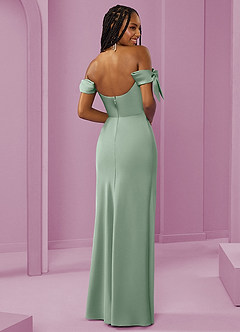 Barbie ♥ Azazie Vestidos de damas de honor Vestido de Agave de Satén Elástico de Corte Recto Convertible con Vestidos sin tirantes image7