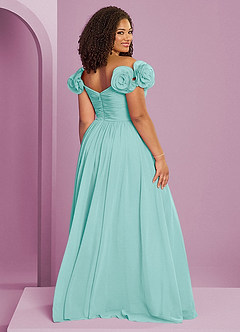 Barbie ♥ Azazie Jurken voor bruidsmeisjes Converteerbaar Jurk van Chiffon met A-Lijn Off the Shoulder Aqua image19