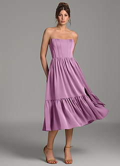 Azazie Delphina Bridesmaid Dresses Wisteria A-Line Corset Stretch Satin Convertible Dress image3