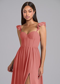 Azazie Denisse Robes de demoiselle d'honneur Robe Trapèze en Mousseline de soie Rayé Antique Rose image6