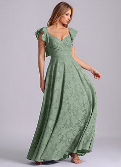 Azazie Leilani Bridesmaid Dresses Matcha A-Line Sweetheart Neckline Floral Burnout Dress image6