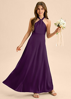 Azazie Beah Junior Robe Trapèze en Satin extensible Plissée Grain De Raisin image5