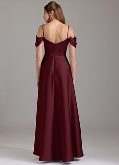 Azazie Marley Bridesmaid Dresses Cabernet A-Line Off the Shoulder Stretch Satin Convertible Dress image5