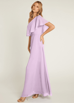 Azazie Lizzy Final Sale Frosted Lilac A-Line One Shoulder Chiffon Dress image4