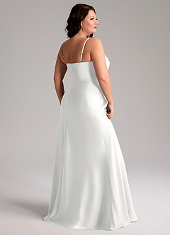 Azazie Lidia Abiti da Damigella Abito Sirena in Raso Elasticizzato Spacco Laterale Bianco image6