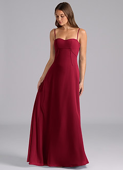 Azazie Valentine Bridesmaid Dresses Burgundy A-Line Corset Chiffon Dress image3