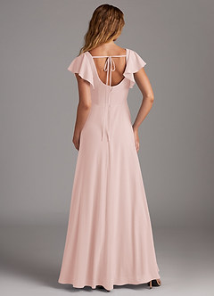 Azazie Bondi Bridesmaid Dresses Blushing Pink A-Line Side Slit Stretch Chiffon Dress image2
