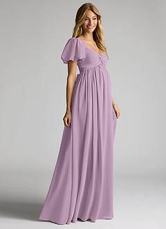 Azazie Madisynn Maternity Bridesmaid Dresses Bow Chiffon Floor-Length Dress image3