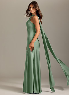 Azazie Kinsley Bridesmaid Dresses Matcha Mermaid Side Slit Stretch Satin Dress image4