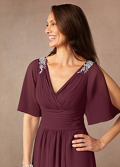 Azazie Pascual Mother of the Bride Dresses Cabernet A-Line Pleated Chiffon Dress image7