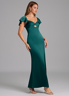 Azazie Demia Bridesmaid Dresses Peacock Sheath Sweetheart Neckline Stretch Satin Dress image3