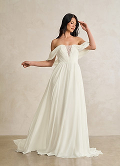 Azazie Fawn Wedding Dresses Cream A-Line Sweetheart Sequins Chiffon Dress image5