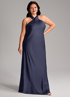 Azazie Doretta Bridesmaid Dresses Stormy Mermaid Pleated Stretch Satin Dress image10