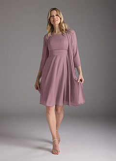 Azazie Sunny vestidos de madre de la novia Vestido de Rosa Polvorienta de Malla de Corte En A con Plisado image3