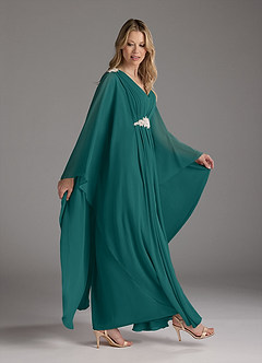 Azazie Drew Mother of the Bride Dresses Peacock A-Line Pleated Chiffon Dress image3