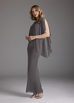 Azazie Aspyn Mère de la mariée Robes Robe Fourreau en Maille Perlé Gris Acier image5