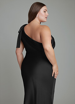 Azazie Yuanna Hemmaprövning av klänningar Klänning av Sjöjungfru i Stretch Satin One-shoulder Svart image14