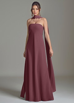 Azazie Ilana Bridesmaid Dresses Sangria A-Line Strapless Chiffon Dress image3