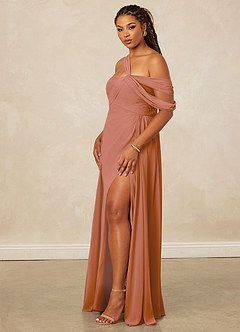 Christian Siriano Bridal for Azazie 1014 Robes de demoiselle d'honneur Robe Trapèze en Mousseline de soie Épaule décolletée Mai Tai image14