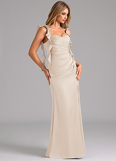 Azazie Jessamine Bridesmaid Dresses White Alabaster A-Line Corset Stretch Satin Dress image4