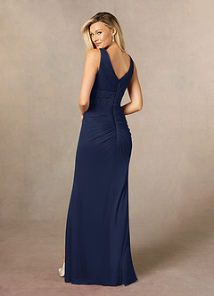 Azazie Winona Mother of the Bride Dresses Dark Navy Mermaid Sequins Mesh Dress image4