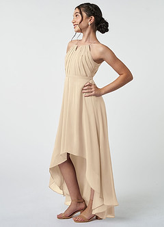 Azazie Oaklynn Junior Champagne A-Line Pleated Chiffon Dress image4