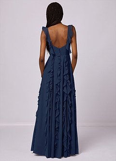 Barbie ♥ Azazie Bridesmaid Dresses Dark Navy A-Line with Pockets Chiffon Dress image6