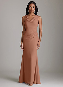 Azazie Linelle Bridesmaid Dresses Bronzer Mermaid Pleated Chiffon Dress image5