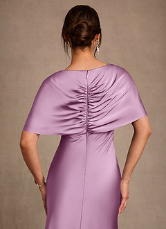 Azazie Dosia 신부의 어머니 드레스 쉬스 주름진 스트레치 새틴 플로어 길이 드레스 image5