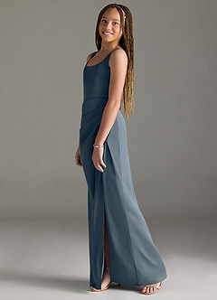 Azazie Mero Junior Vestido de Crepúsculo de Satén Elástico de Sirena con Plisado image4