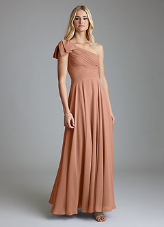 Azazie Elinora Final Sale Black A-Line One Shoulder Chiffon Dress image1