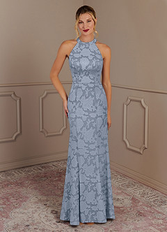 Azazie Tyra vestidos de madre de la novia Vestido de Azul Polvoriento de Devorado Floral de Sirena image1