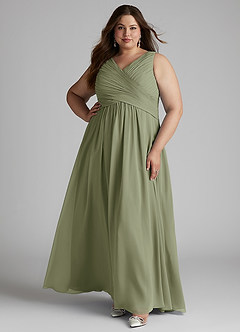 Azazie Flora Bridesmaid Dresses Pistachio A-Line Pleated Chiffon Dress image10