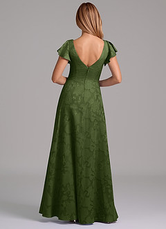 Azazie Omari 신부 들러리 드레스 A라인 주름진 플로럴 번아웃 바닥 길이 드레스 image7