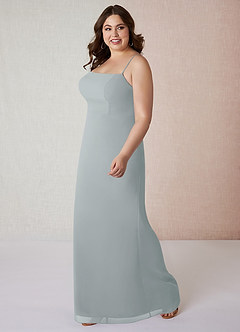 Azazie Tayla Bridesmaid Dresses Dolphin Grey Sheath Square Neckline Chiffon Dress image8