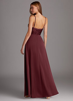Azazie Jenna Bridesmaid Dresses Cabernet A-Line Pleated Stretch Satin Dress image4