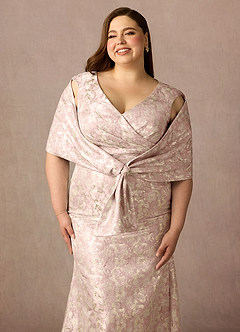 Azazie Elanor Klänningar till brudens mor Klä Sjöjungfru i Jacquard 1 Plisserad Dammig Ros image6