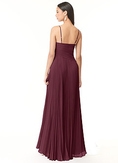 Azazie Vini Brautjungfernkleider A-Linie V-Hals Gefaltet Chiffon Kleid Cabernetrot image2