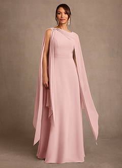 Azazie Liddie vestidos de madre de la novia Vestido de Rosa Empolvado de Gasa de Corte en A con Plisado image1