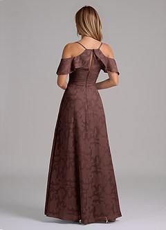 Azazie Dakota Robes de demoiselle d'honneur Robe Trapèze en Blumen-Burnout Épaule décolletée Expresso image2