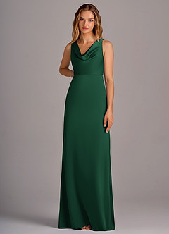 Azazie Wrenlee Bridesmaid Dresses Dark Green A-Line Stretch Satin Dress image6