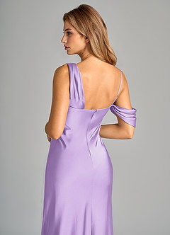 Azazie Celina Bridesmaid Dresses Lilac Sheath Off the Shoulder Stretch Satin Dress image8