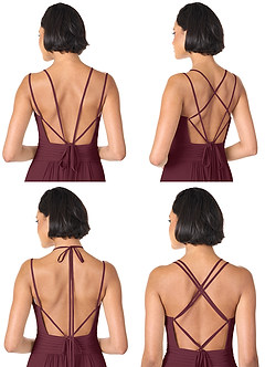 Azazie Farren Vestidos de damas de honor Vestido de Cabernet de Gasa de Corte en A Convertible con Plisado image9